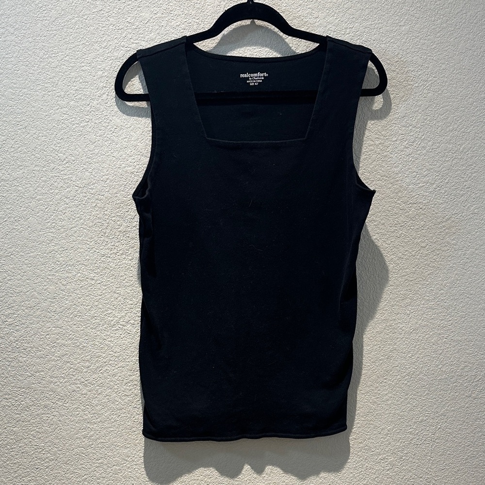 Real Comfort Women's Black Square Neck Tank Top Size XL